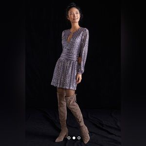 Anthropologie Sequined Open-Back Mini Dress